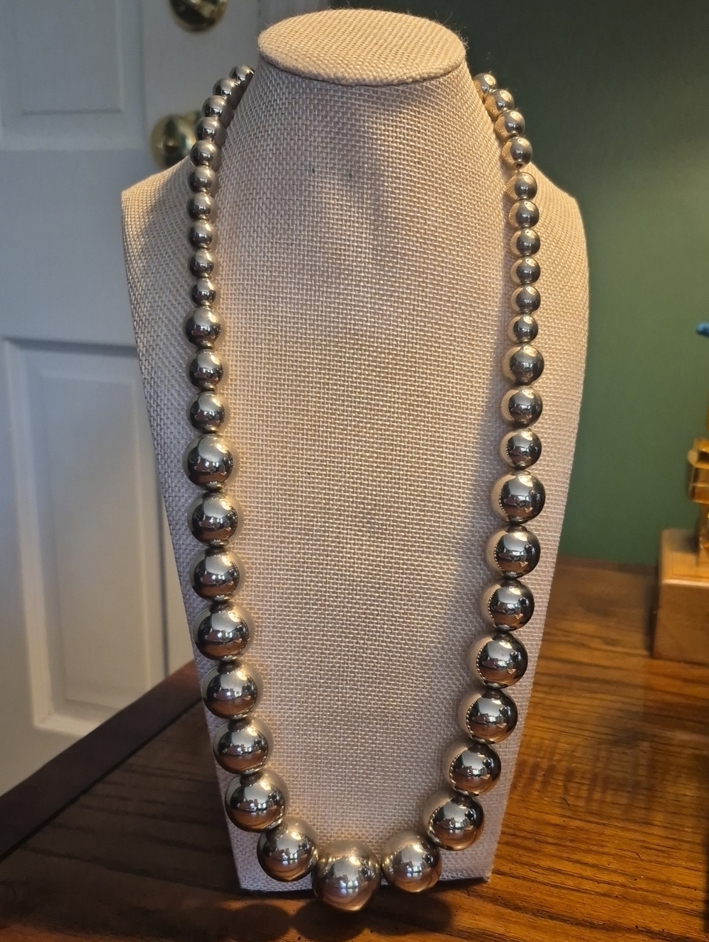 Vintage Silver Graduated Bead Necklace